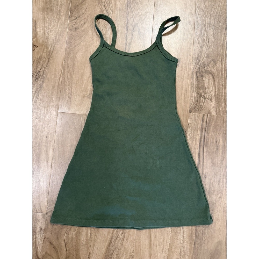 Made in USA Los Angeles Apparel Olive Green Mini Dress Medium Small Bodycon